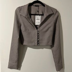 Zara houndstooth blazer button shirt